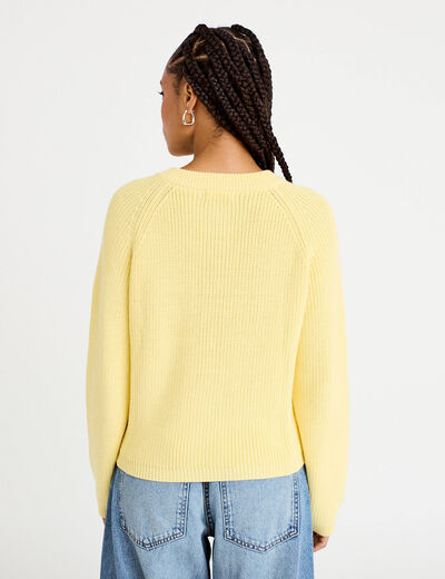 Gilet manches longues jaune clair femme