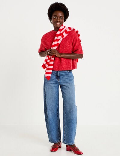 Pull manches courtes rouge femme