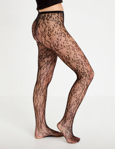 Collants aspect dentelle noir femme