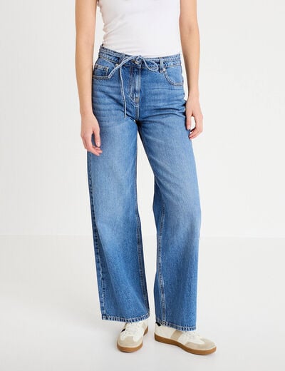 Jean wide leg ceinture taille standard denim double stone femme