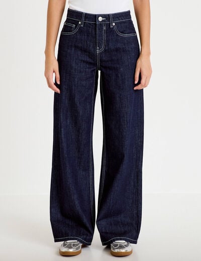 Jean wide leg taille basse denim brut femme