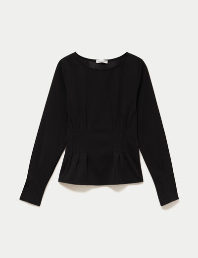 Top droit manches longues noir femme
