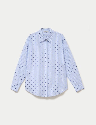 Chemise oversize manches longues bleu femme