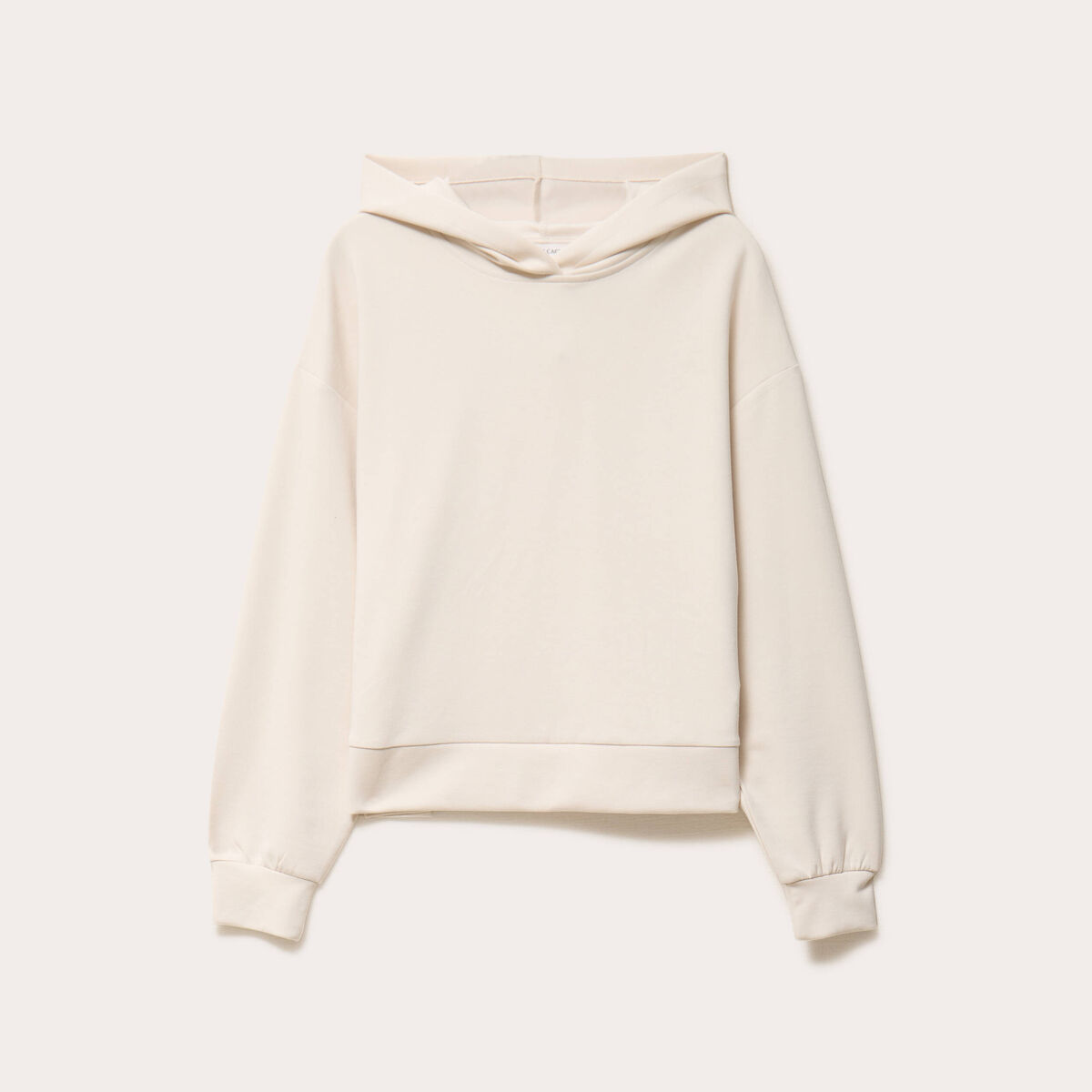 Sweat &agrave; capuche manches longues ecru femme