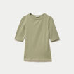 T-shirt ajust&eacute; col rond manches courtes vert kaki femme