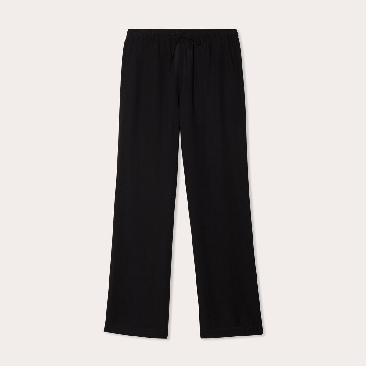 Pantalon large taille haute en cr&ecirc;pe noir femme