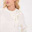 Pull oversize col avec noeud ecru femme