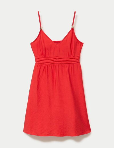 Robe courte d&eacute;collet&eacute; bretelles fines rouge femme