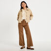 Veste courte boutonn&eacute;e doublure vichy beige femme
