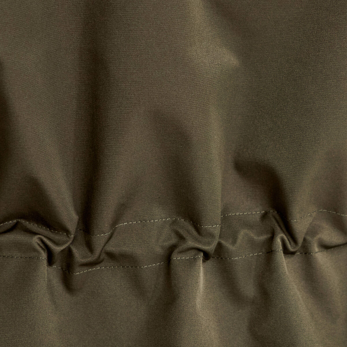 Parka &agrave; capuche taille ajustable vert kaki femme