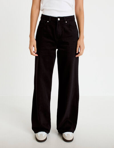 Jeans wide leg taille haute denim noir femme