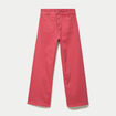Jean bootcut cropped taille haute rose framboise femme