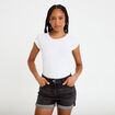 Short slim en jean denim noir femme
