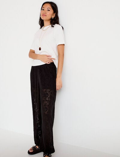 Pantalon bouffant taille standard noir femme