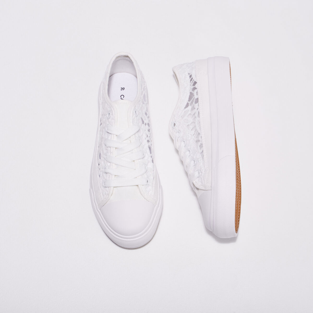 Tennis plates en dentelle blanc femme