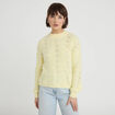 Pull ajour&eacute; manches longues jaune clair femme
