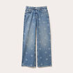 Jean wide leg imprim&eacute; denim double stone femme