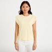 D&eacute;bardeur col rond jaune pastel femme