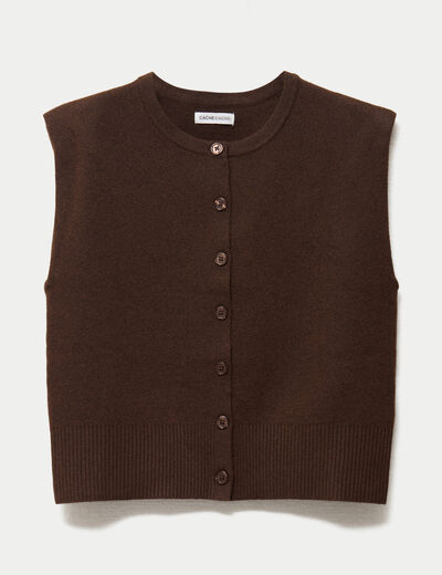 Gilet sans manches marron fonc&eacute; femme
