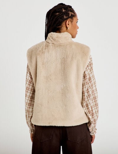 Veste r&eacute;versible sans manches beige femme
