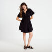 Robe courte &eacute;vas&eacute;e manches courtes noir femme