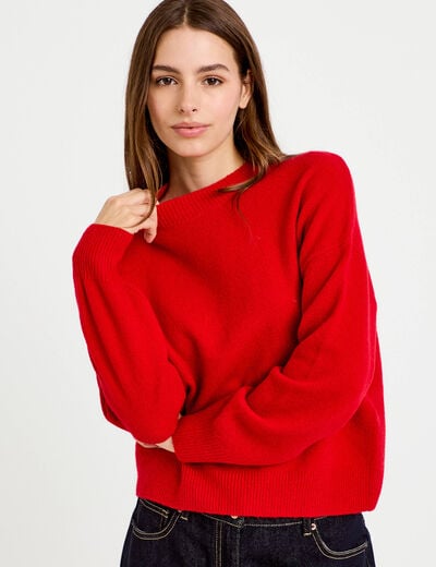 Pull col rond rouge femme