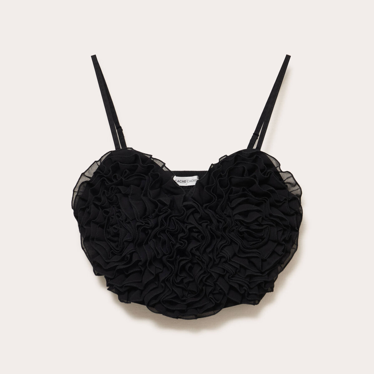 Crop top volants noir femme