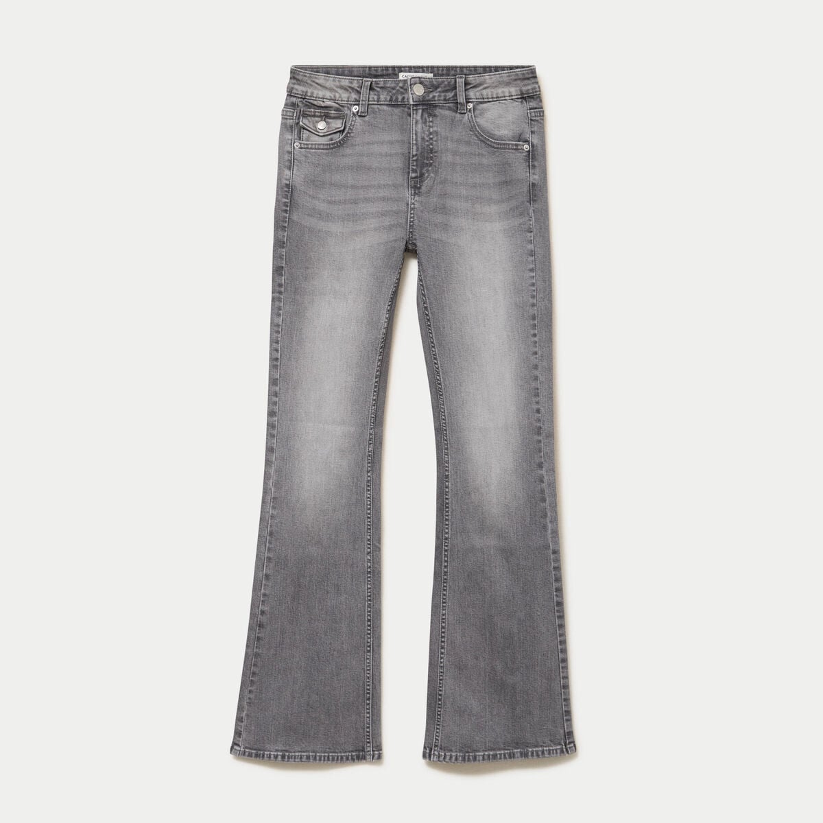 Jean bootcut taille basse denim gris femme