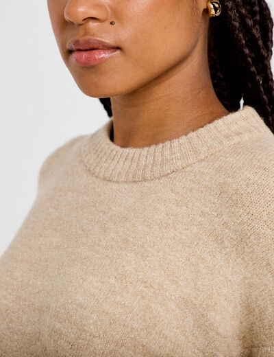 Pull manches longues beige femme
