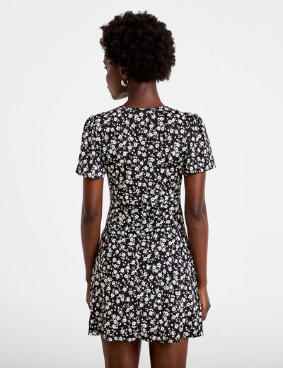 Robe courte d&eacute;tail dentelle noir femme