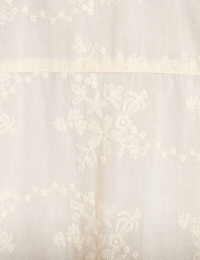 Blouse ample col montant manches longues ivoire femme