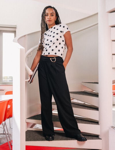 Pantalon bootcut avec ceinture noir femme