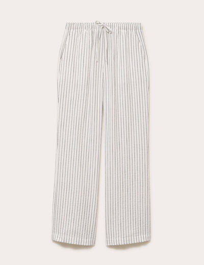Pantalon large taille standard blanc femme