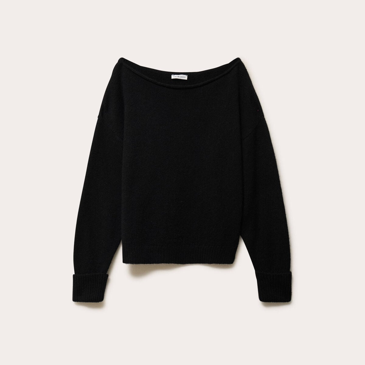 Pull col bateau noir femme
