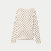 T-shirt ajust&eacute; col rond manches longues ivoire femme