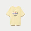 T-shirt col rond manches courtes jaune pastel femme