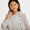 Blouse droite voile manches longues blanc femme