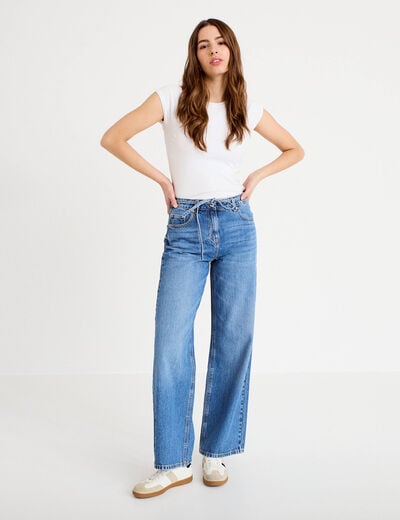 Jean wide leg ceinture taille standard denim double stone femme