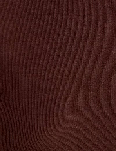 T-shirt c&ocirc;tel&eacute; ajust&eacute; manches courtes marron fonc&eacute; femme