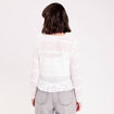 Gilet cintr&eacute; ajour&eacute; manches longues ecru femme