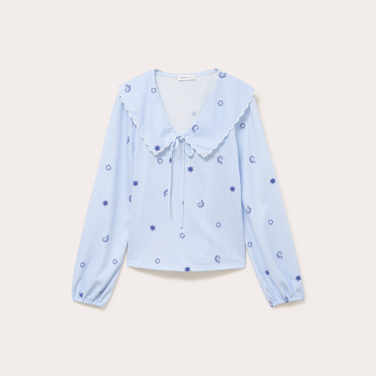 Blouse col xxl manches longues blanc femme