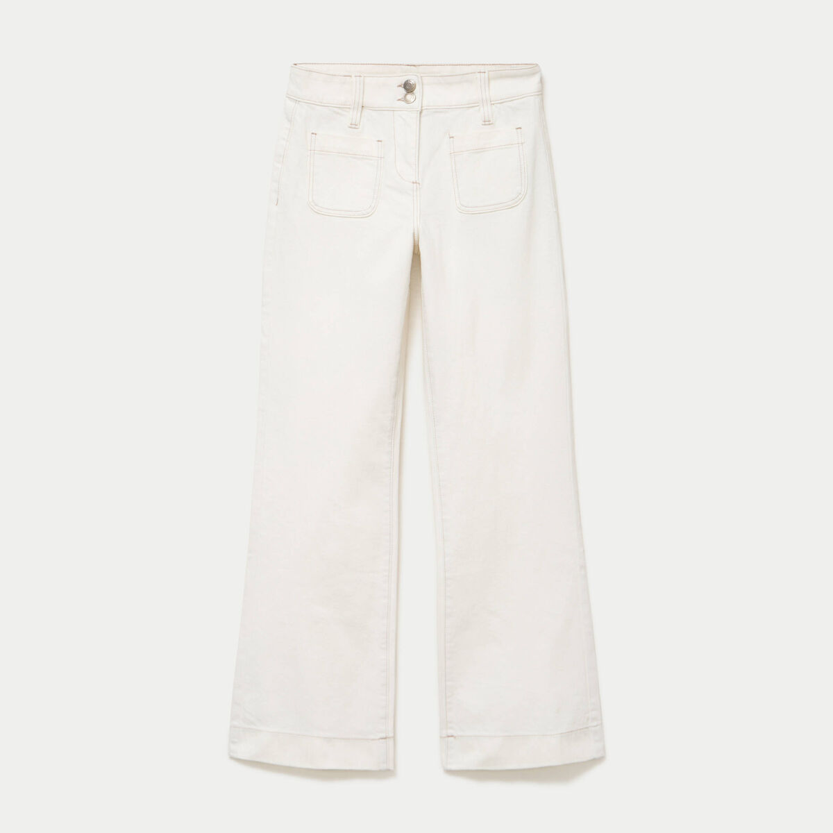 Jean bootcut taille haute denim blanc femme