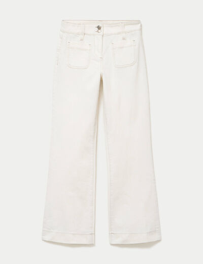 Jean bootcut taille haute denim blanc femme