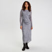 Robe longue ajust&eacute;e fronces bleu gris femme