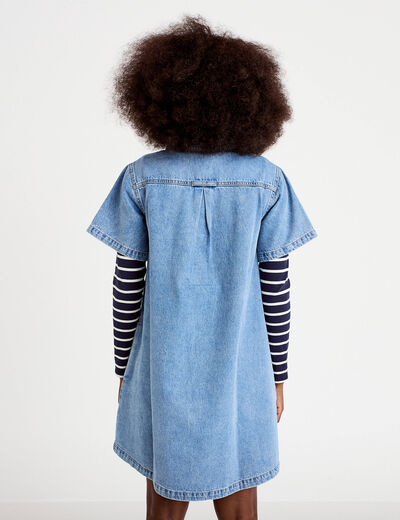 Robe droite en jean denim double stone femme