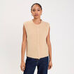 Gilet sans manches col rond beige femme