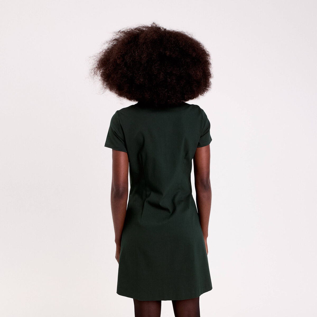 Robe droite boutonn&eacute;e vert fonc&eacute; femme
