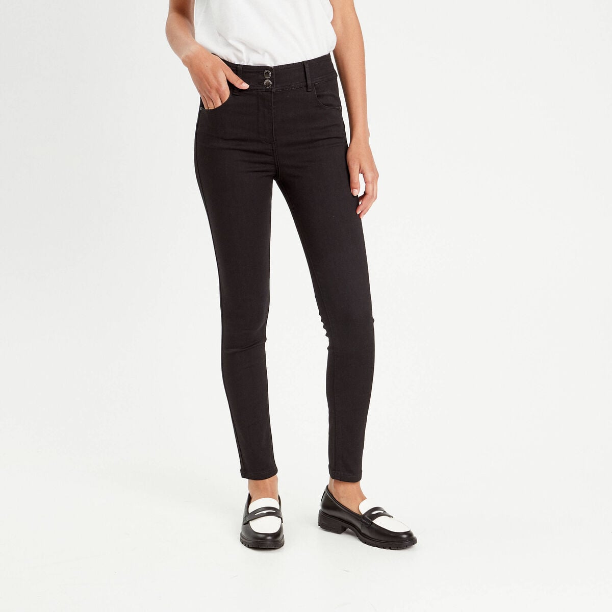 Jeans slim push-up denim noir femme