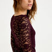 Body ajust&eacute; dentelle col bateau violet fonc&eacute; femme
