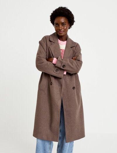 Manteau oversize manches longues taupe femme